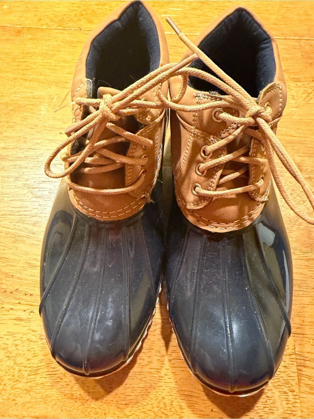 Classic Duck Boots in Dark Blue and Brown